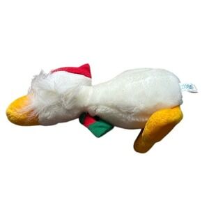 NICI Design Plush Duck Christmas Holiday White Bird Red Green Bow Hat Vintage